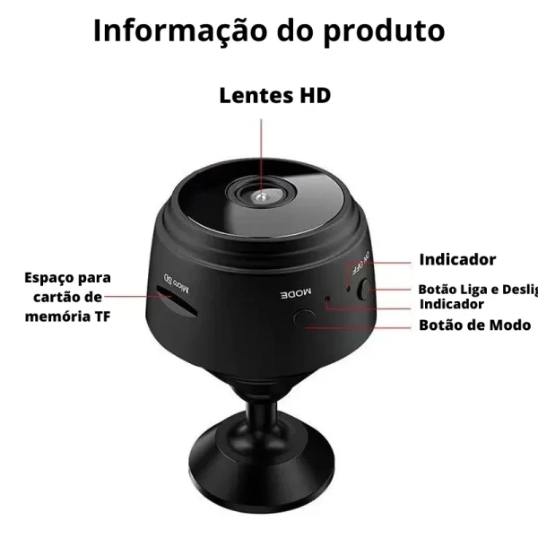 Mini Camera de Monitoramento Inteligente WiFi Vigilancia Segurança HD 1080p Gravador de Video e Voz sem Fio Magnético Multiuso - Image 3