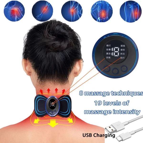 Mini Portable EMS Electric Neck Stimulation Massager For Cervical Muscle Pain Relief - Image 3