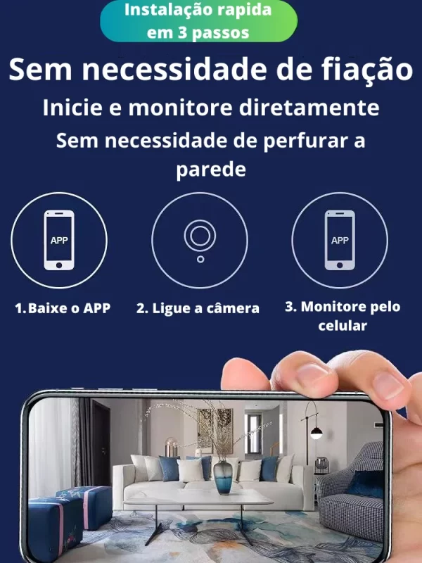 Mini Camera de Monitoramento Inteligente WiFi Vigilancia Segurança HD 1080p Gravador de Video e Voz sem Fio Magnético Multiuso - Image 2